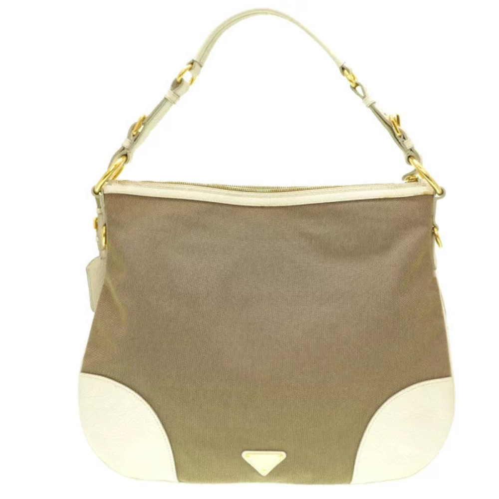 Prada bag logo One leather brown Shoulder canvas jacquard hobo Hobo
